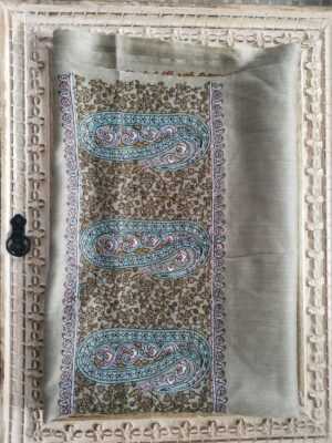 Pashmina Paisley Embroidery Scarf in Earthy Neutrals - Image 6
