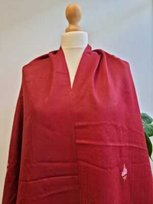 Pure Wool Hand Embroidery Pashmina Scarf in Regal Romance Red - Image 3