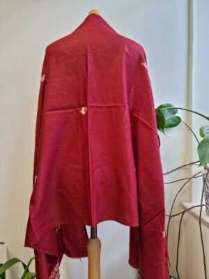 Pure Wool Hand Embroidery Pashmina Scarf in Regal Romance Red - Image 4