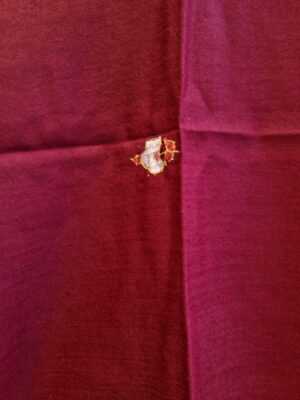 Pure Wool Hand Embroidery Pashmina Scarf in Regal Romance Red - Image 5