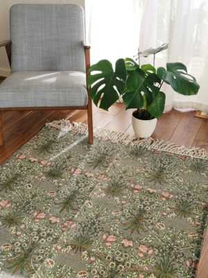 6ft x 4ft Vintage Style Cotton in Pink Boho Geometric - Image 3