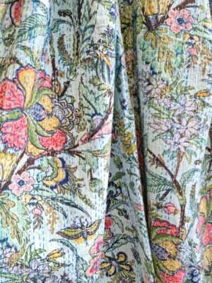 Kantha Pure Cotton Reversible Throw in Pastel Blue Aqua - Image 3