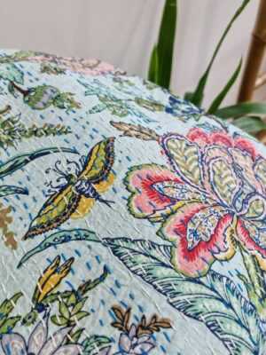 Kantha Pure Cotton Reversible Throw in Pastel Blue Aqua - Image 6