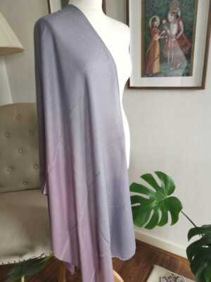 Wool Ombre Pashmina Unisex Reversible Scarf in Pastel Purple Blue - Image 2