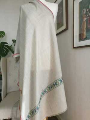 Kaani Pure Wool Pashmina Scarf with Diamond Weave Border - Image 5