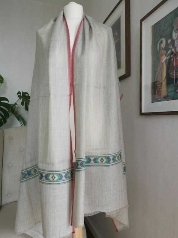 Kaani Pure Wool Pashmina Scarf with Diamond Weave Border