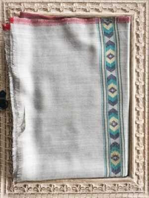 Kaani Pure Wool Pashmina Scarf with Diamond Weave Border - Image 7