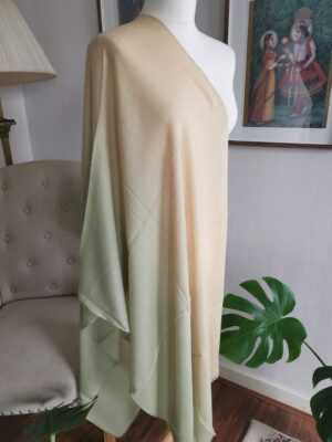Fine Wool Ombre Pashmina Unisex Reversible Scarf in Pistachio Cream - Image 2