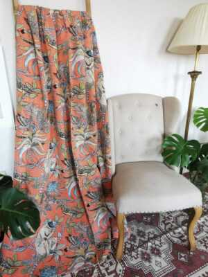 Kantha Pure Cotton Reversible Throw in Bright Peach - Image 2