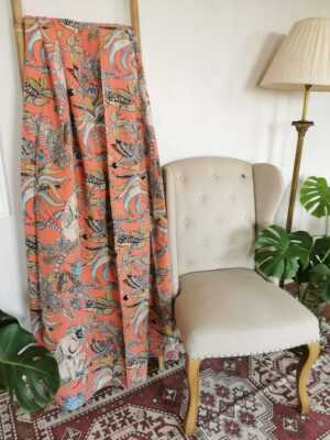 Kantha Pure Cotton Reversible Throw in Bright Peach - Image 4