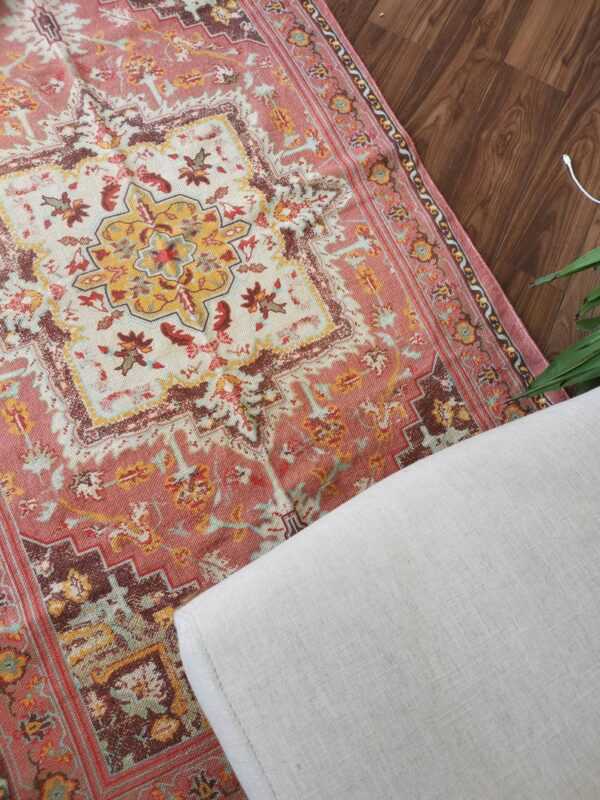 6ft x 4ft Vintage Style Cotton in Peach Cream Pastel