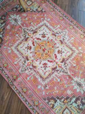 6ft x 4ft Vintage Style Cotton in Peach Cream Pastel - Image 2