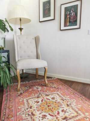 6ft x 4ft Vintage Style Cotton in Peach Cream Pastel - Image 3