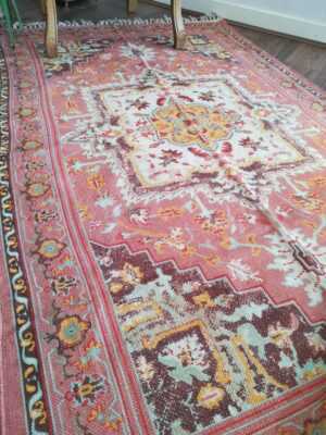 6ft x 4ft Vintage Style Cotton in Peach Cream Pastel - Image 4