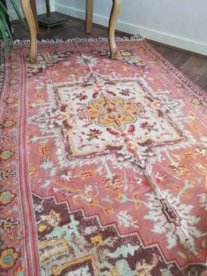 6ft x 4ft Vintage Style Cotton in Peach Cream Pastel - Image 6