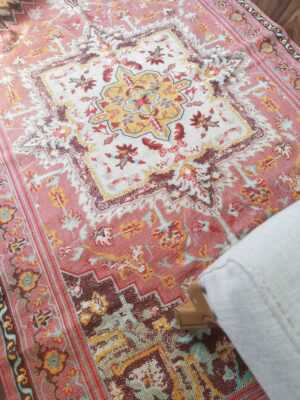 6ft x 4ft Vintage Style Cotton in Peach Cream Pastel - Image 8