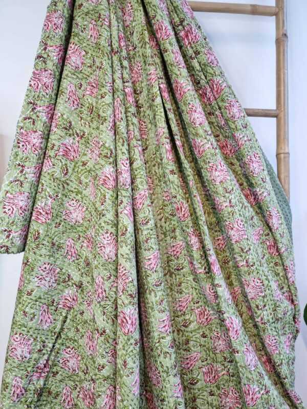 Kantha Pure Cotton Reversible Throw Elegant mix shade