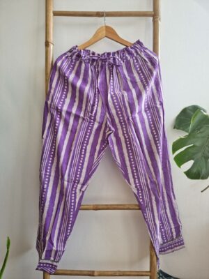 Cotton Pyjama Sleep Set in Purple Stripe - Image 6