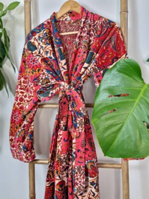 Beautiful Velvet Unisex Kimono in Patchwork print - Image 2