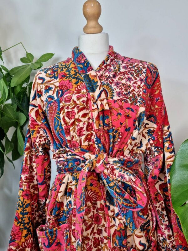 Beautiful Velvet Unisex Kimono in Patchwork print