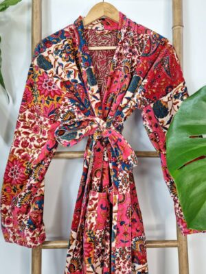 Beautiful Velvet Unisex Kimono in Patchwork print - Image 3