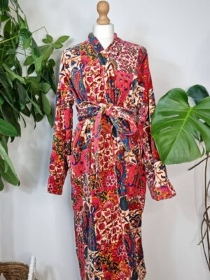 Beautiful Velvet Unisex Kimono in Patchwork print - Image 5