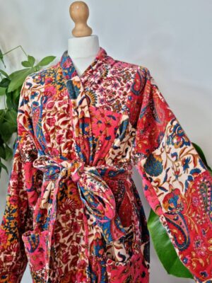 Beautiful Velvet Unisex Kimono in Patchwork print - Image 6