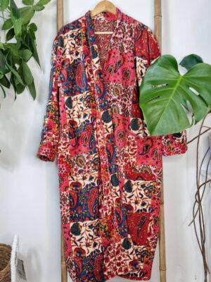 Beautiful Velvet Unisex Kimono in Patchwork print - Image 9