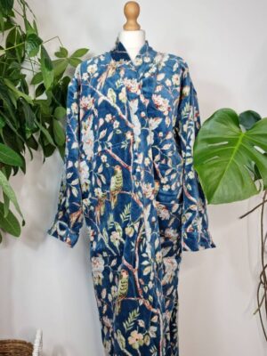 Elegant Velvet Unisex Kimono Jacket Reversible in Teal Blue - Image 8