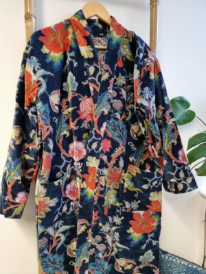 Luxury Velvet Unisex Kimono Jacket Reversible in mix shade print - Image 3