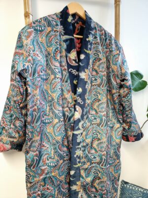 Luxury Velvet Unisex Kimono Jacket Reversible in mix shade print - Image 6