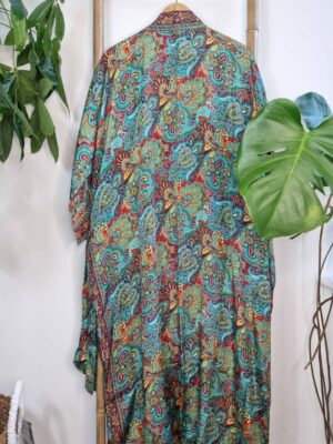 New Silk Sari Boho Kimono in mix shade Floral Print - Image 5