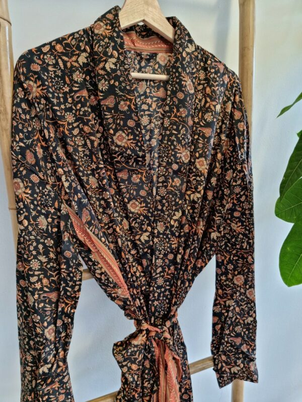 Mughal style Men's Silk Boho Kimonos In Gold Beige