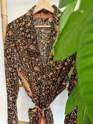 Mughal style Men's Silk Boho Kimonos In Gold Beige - Image 2