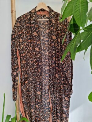 Mughal style Men's Silk Boho Kimonos In Gold Beige - Image 3