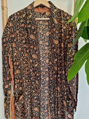 Mughal style Men's Silk Boho Kimonos In Gold Beige - Image 4