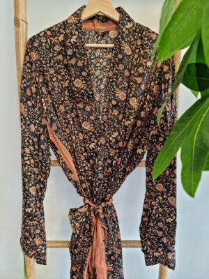 Mughal style Men's Silk Boho Kimonos In Gold Beige - Image 5