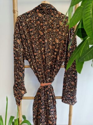 Mughal style Men's Silk Boho Kimonos In Gold Beige - Image 6