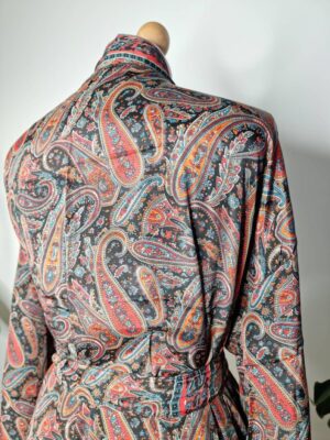 New Silk Sari Boho Kimono Regal House Robe Luxury Lounge Flowy Gown Black Red Orange Blue Paisley Romance Floral Duster Beach Coverup - Image 2