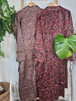 Mughal style Silk Mashru Ajrakh kimono in geometric print - Image 5