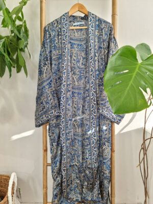 Men's Silk Boho Kimonos In Persian Blue Hues - Image 2