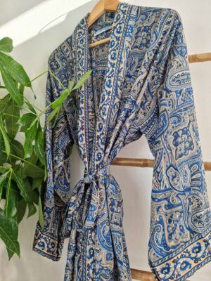 Men's Silk Boho Kimonos In Persian Blue Hues - Image 3