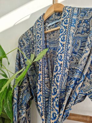 Men's Silk Boho Kimonos In Persian Blue Hues - Image 4
