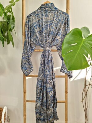 Men's Silk Boho Kimonos In Persian Blue Hues - Image 6