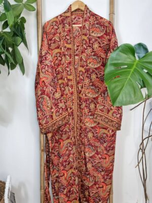 Men's Silk Boho Kimonos In Red Beige Peach shade - Image 3