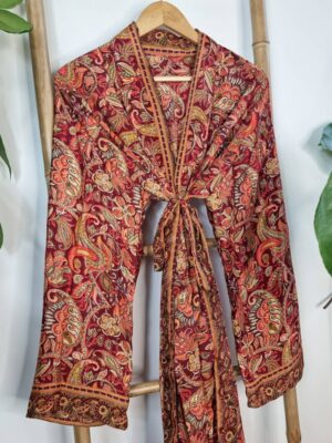 Men's Silk Boho Kimonos In Red Beige Peach shade - Image 7
