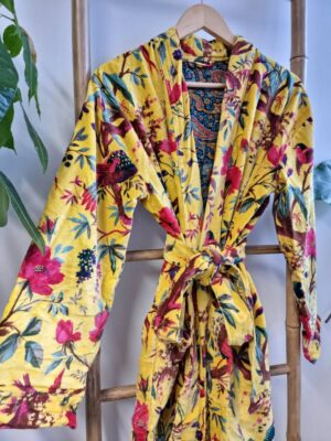 Velvet House Unisex Kimono Jacket Reversible in yellow Punch - Image 10