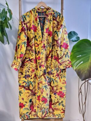 Velvet House Unisex Kimono Jacket Reversible in yellow Punch - Image 2