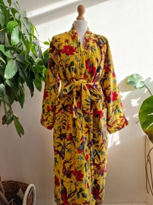 Velvet House Unisex Kimono Jacket Reversible in yellow Punch - Image 5