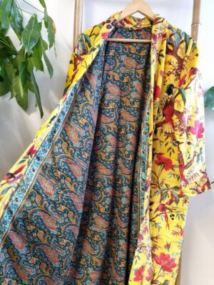 Velvet House Unisex Kimono Jacket Reversible in yellow Punch - Image 7